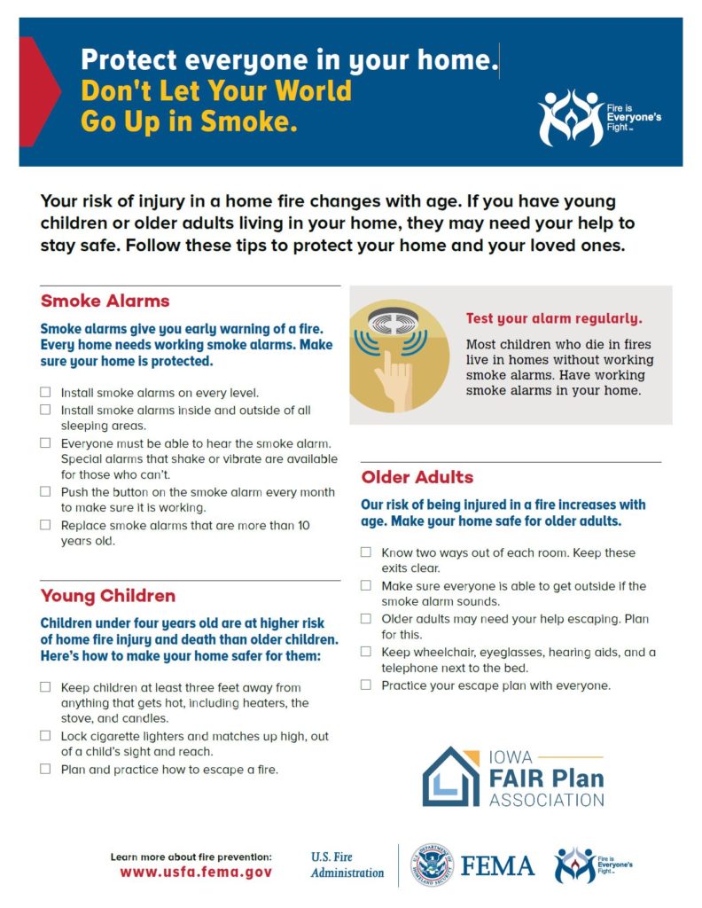 Click on this image to download a PDF about fire safety for everyone in your home