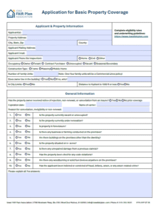 New application for basic property insurance.